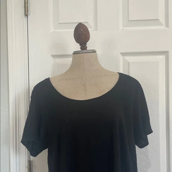 Eileen Fisher Black 100% Linen Pullover black Top Short Sleeve women’s size XL - Picture 2 of 9